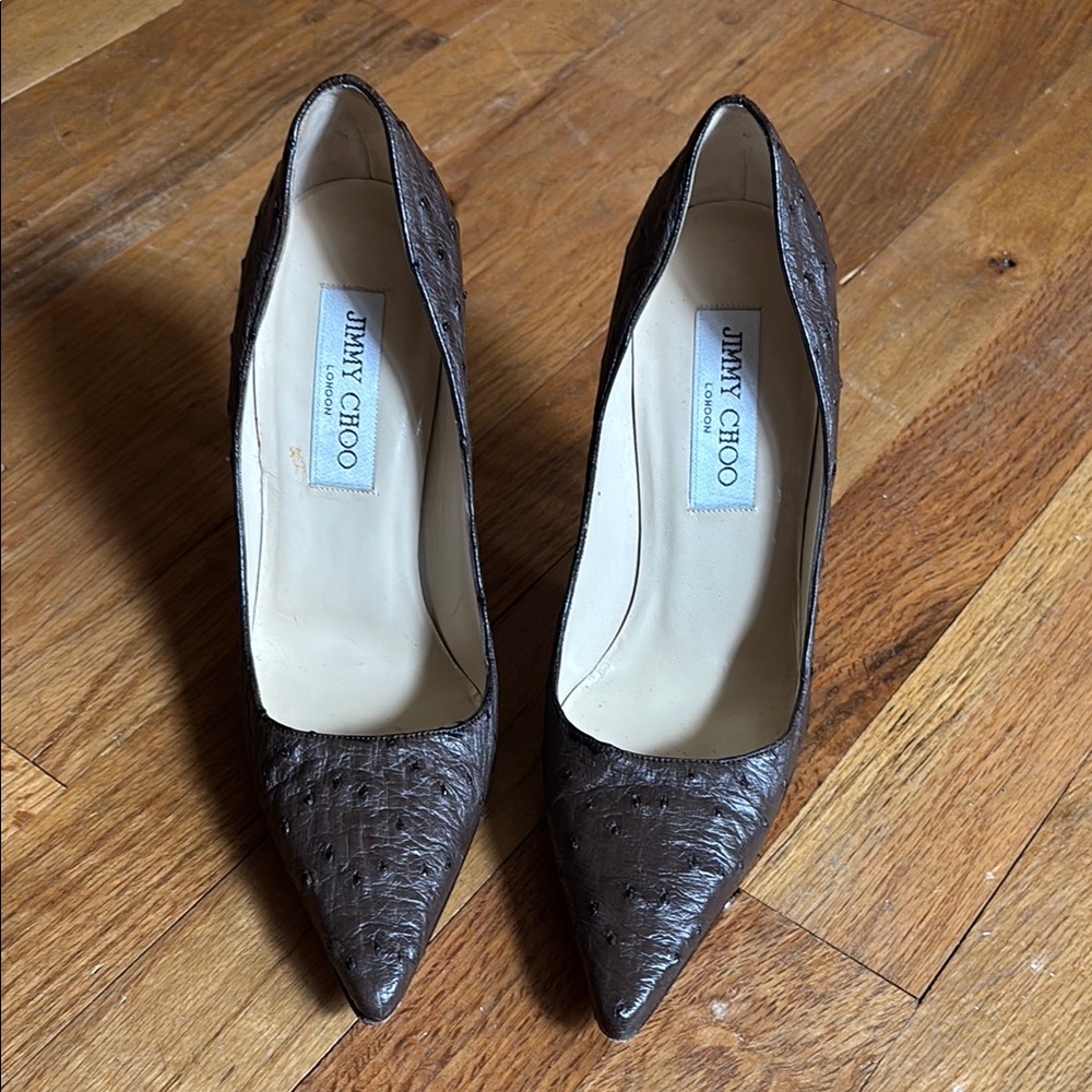 Jimmy Choo Brown Textured Heels